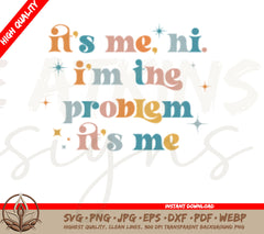 Taylor Swift SVG: Retro Color Version of Hi It's Me, I'm the problem