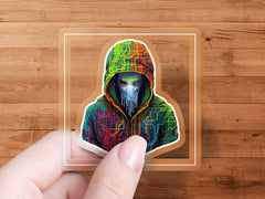 cyberpunk hacker laptop sticker, laptop decal, vinyl laptop sticker - Gabe Atkins Designs