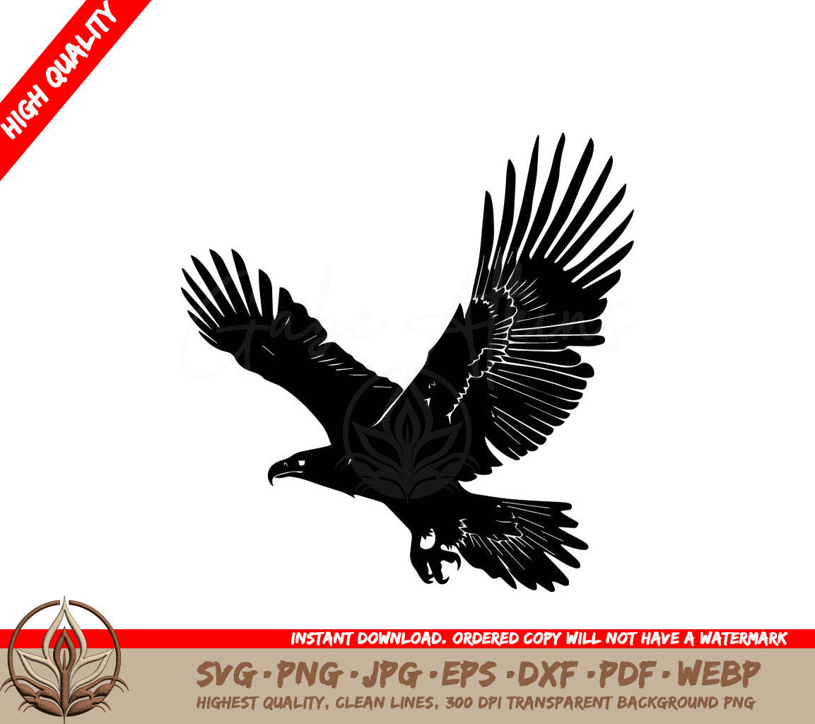 A Silhouette Of An Eagle Flying With Its Wings Spread