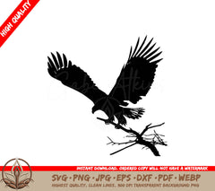 A Silhouette Of An Eagle Flying Over A Tree Branch