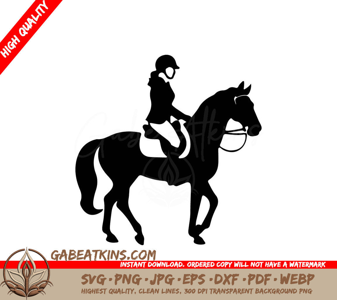 A Silhouette Of A Person Riding A Horse On A White Background SVG - equestrian black silhouette with transparent background SVG