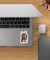 Cute Sticker German Shepherd Puppy Wearing a Hoodie With Ears Outsides - Gabe Atkins Designs