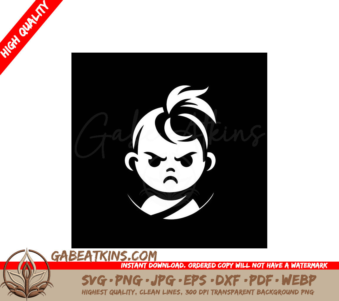 Angry Child Face SVG -  Illustration SVG