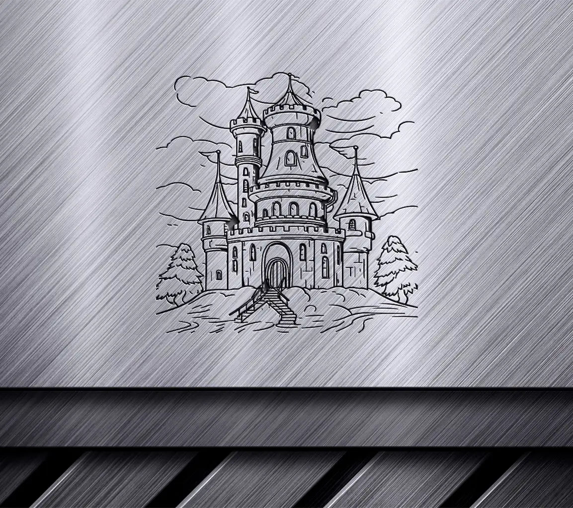  Castle with Stairs SVG - Coloring Page SVG