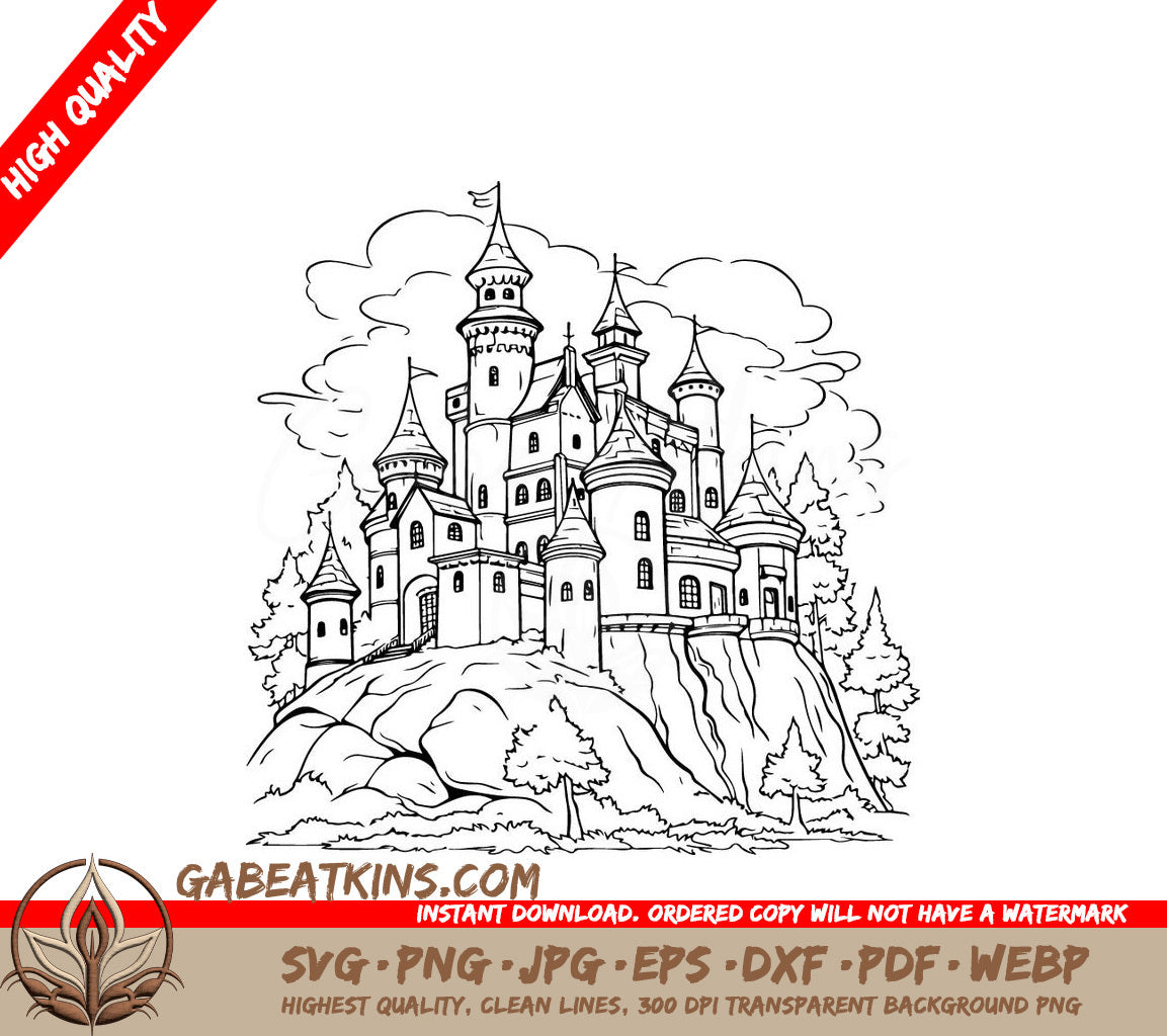  Hilltop Castle SVG - Fairy Tale Illustration SVG