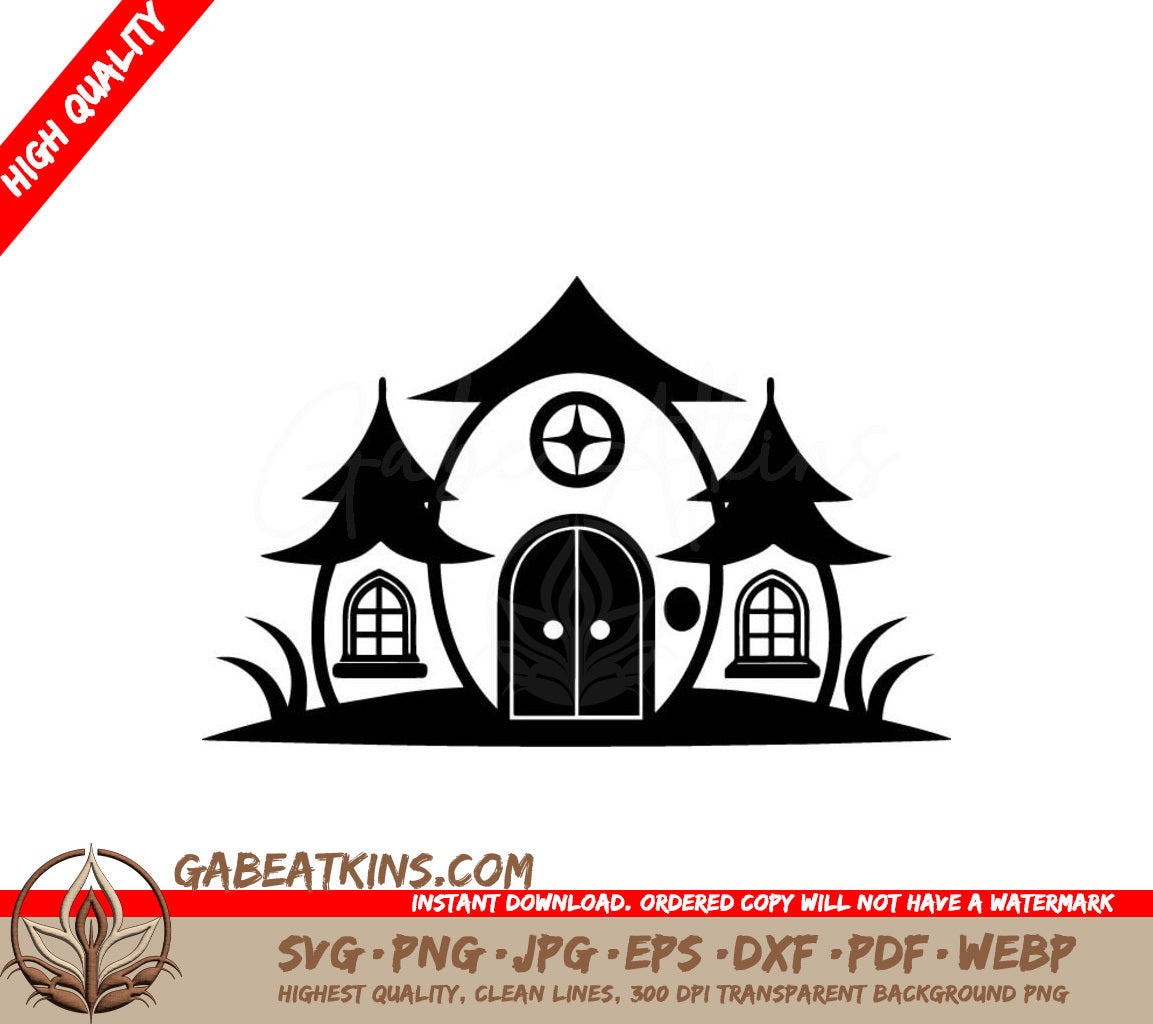  Fairy House Silhouette SVG with Towers - Fairytale Illustration SVG