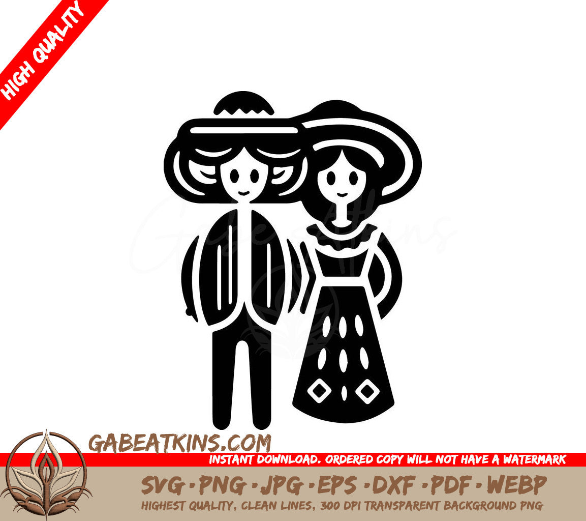  Mexican Couple SVG - Flat Design Illustration SVG