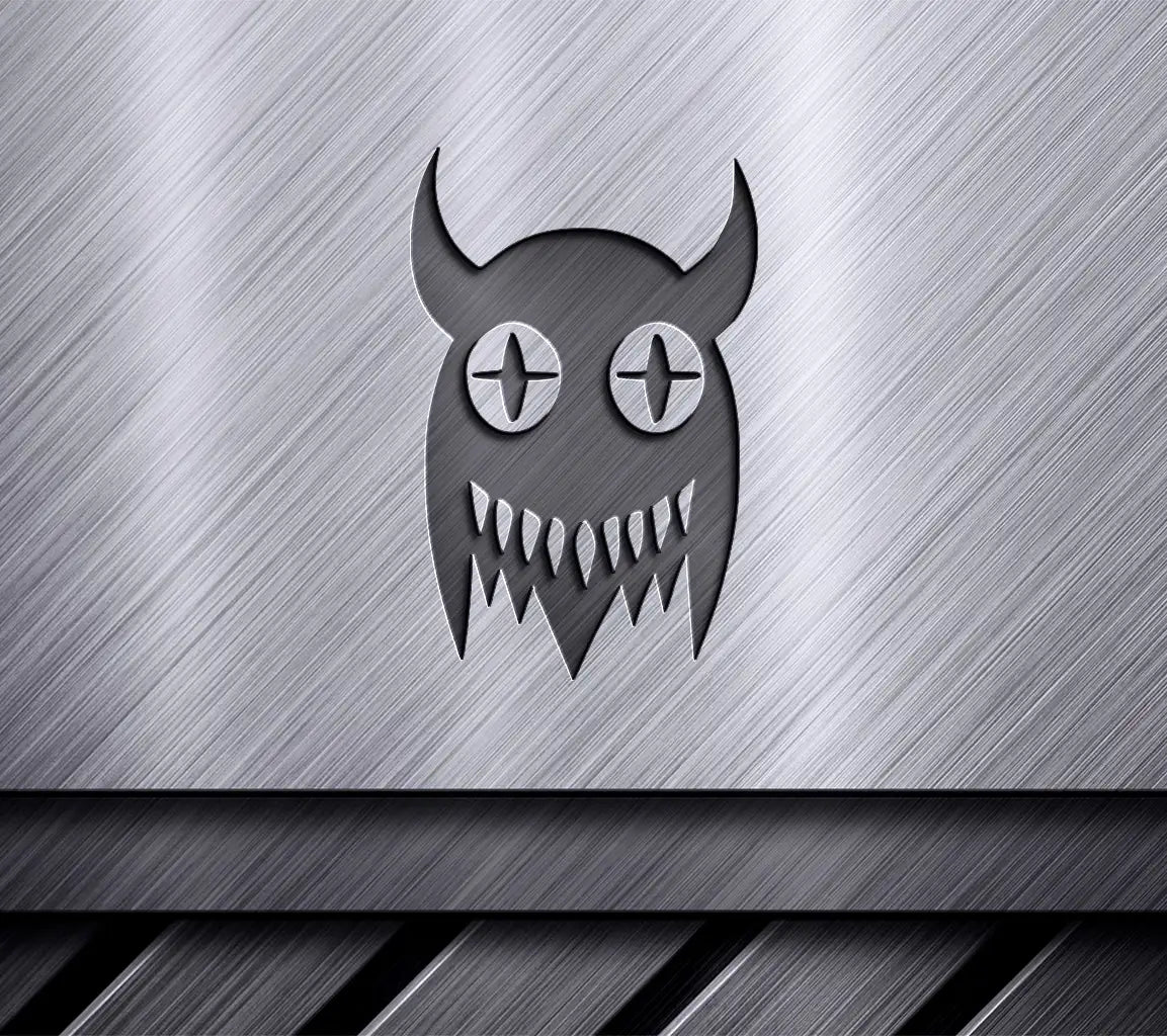  Monster with Horns & Teeth SVG - Cartoon Ghost Illustration SVG