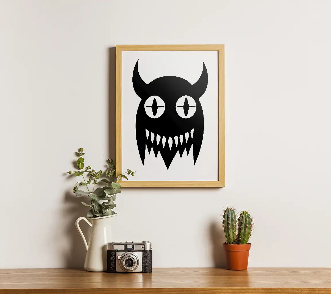  Monster with Horns & Teeth SVG - Cartoon Ghost Illustration SVG