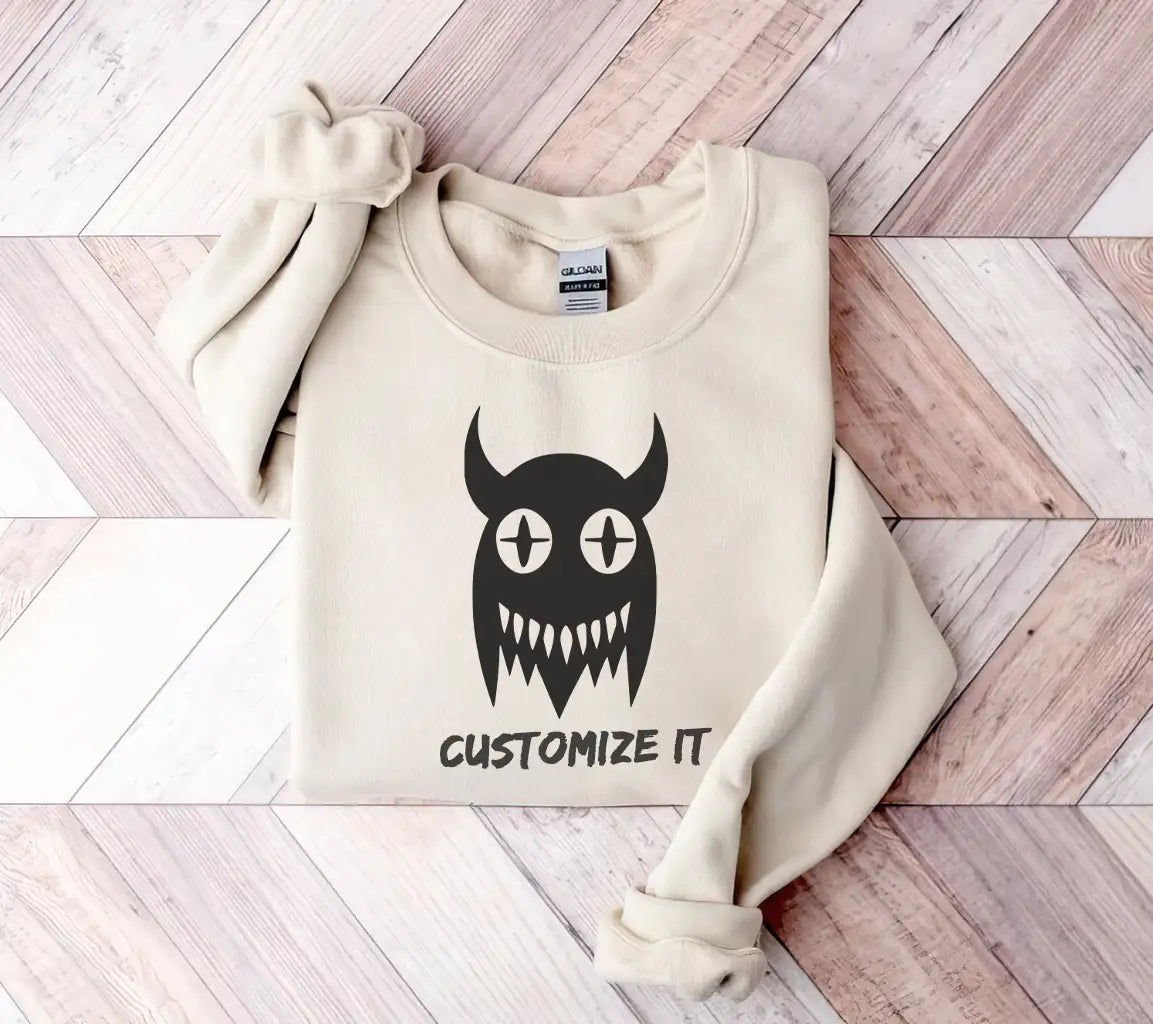  Monster with Horns & Teeth SVG - Cartoon Ghost Illustration SVG