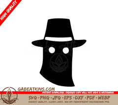 Ghost Monster Cartoon SVG with Hat - Silhouette Person SVG