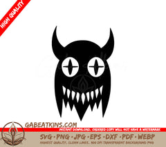  Monster with Horns & Teeth SVG - Cartoon Ghost Illustration SVG