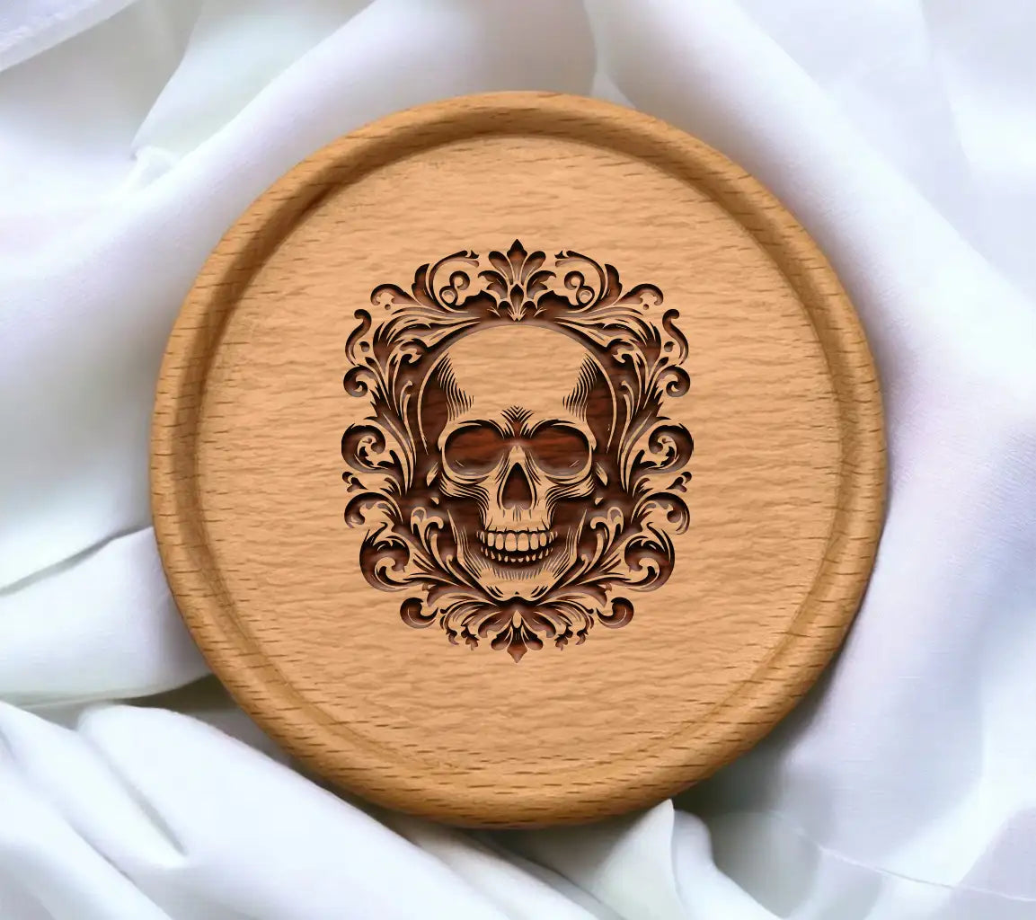 Grim Reaper Skull Floral Frame SVG -  Silhouette SVG