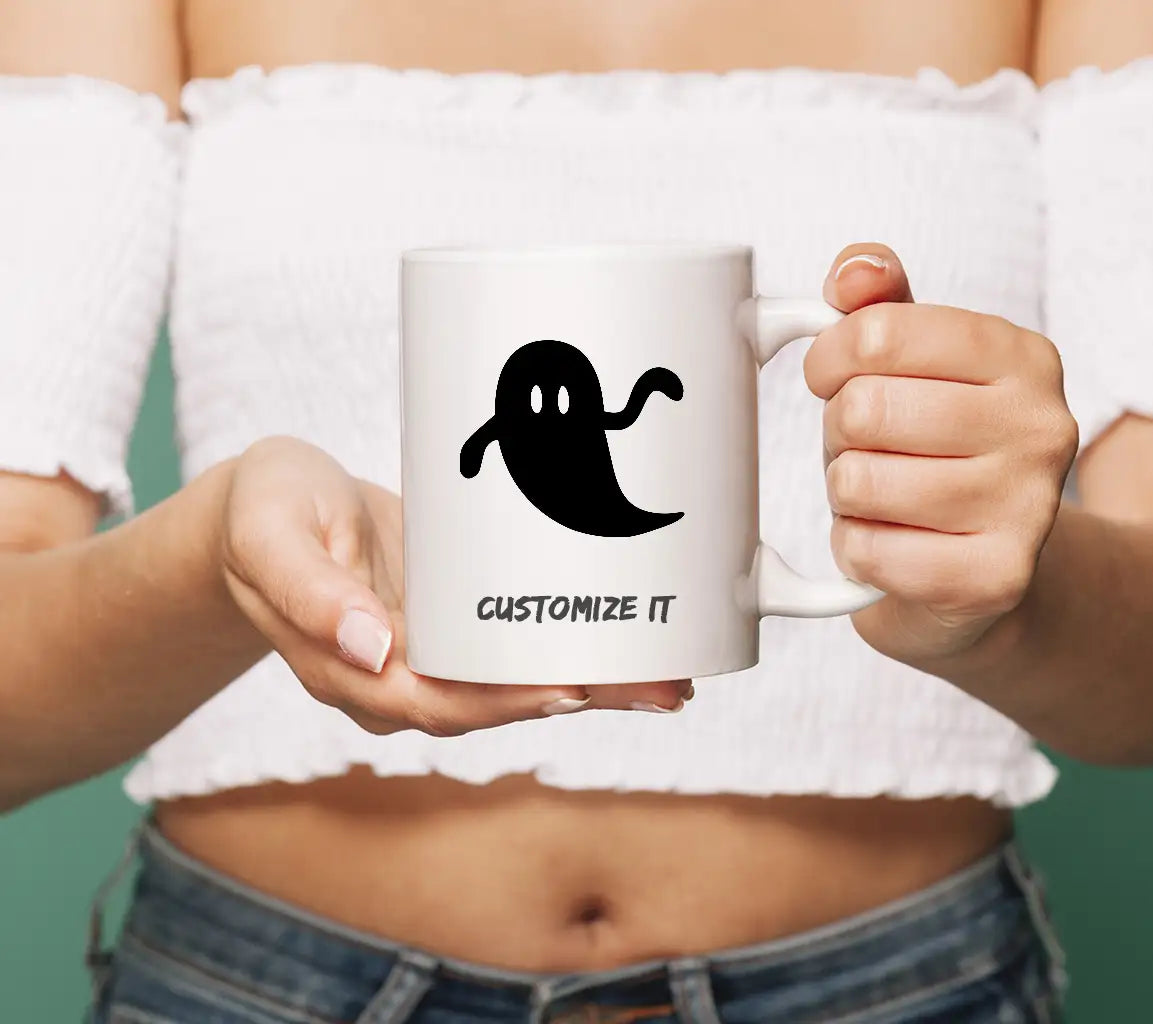 Halloween Ghost Silhouette with Crescent Moon SVG SVG