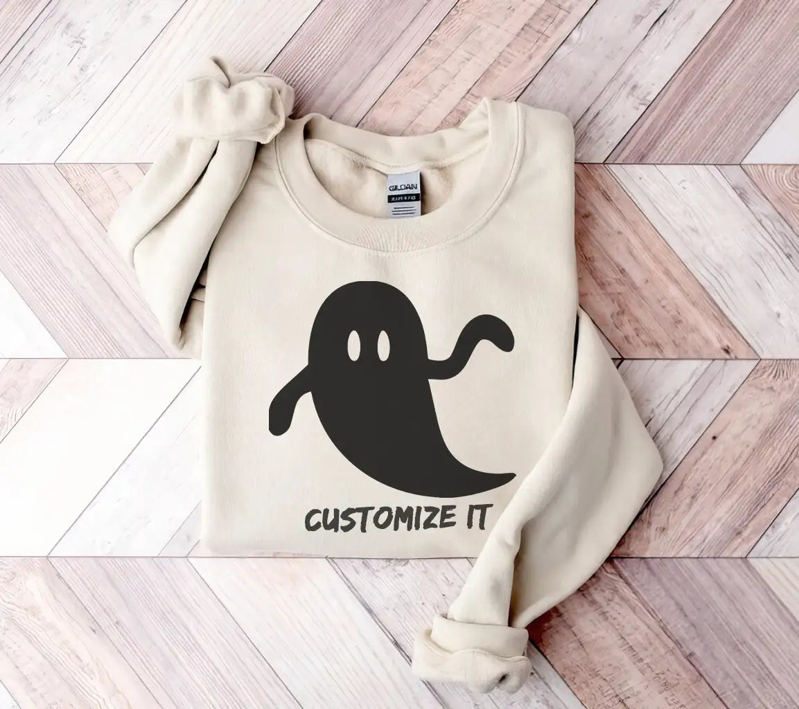 Halloween Ghost Silhouette with Crescent Moon SVG SVG