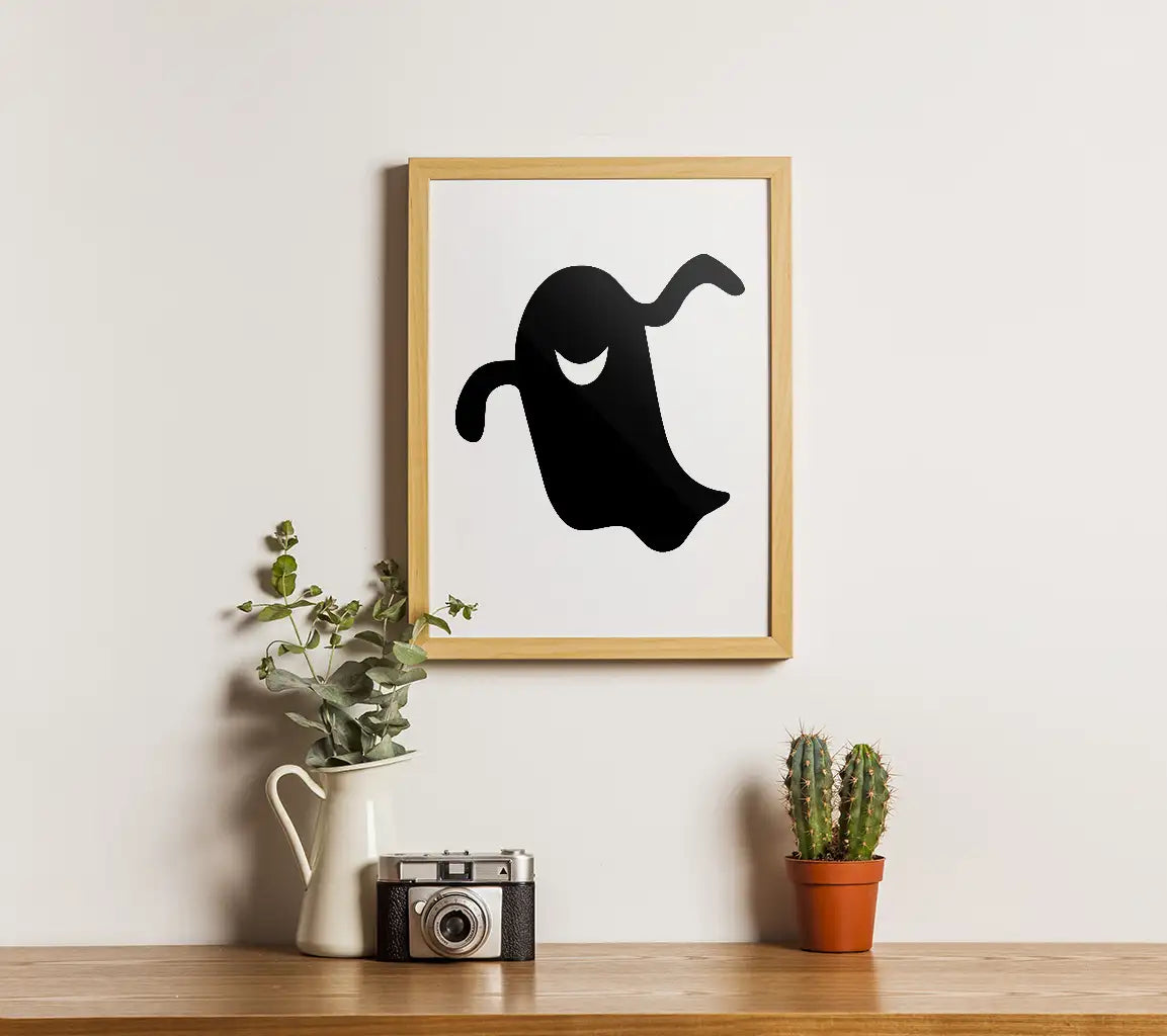 Halloween Ghost Silhouette with Crescent Moon SVG SVG