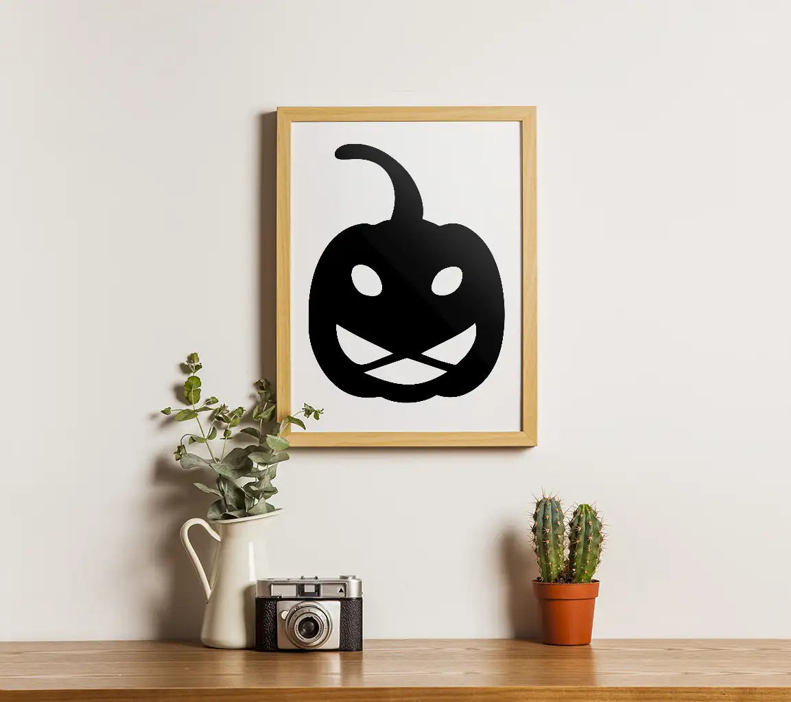 Smiling Pumpkin Silhouette SVG - Halloween Decor SVG