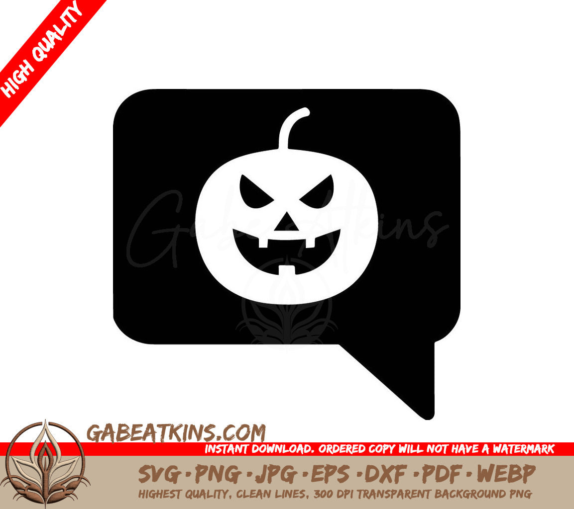 Halloween Pumpkin Speech Bubble SVG -  Chat Icon SVG