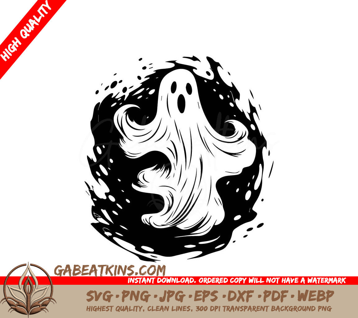 Halloween Ghost Circle SVG -  Vector Illustration SVG