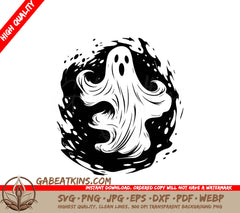 Halloween Ghost Circle SVG -  Vector Illustration SVG