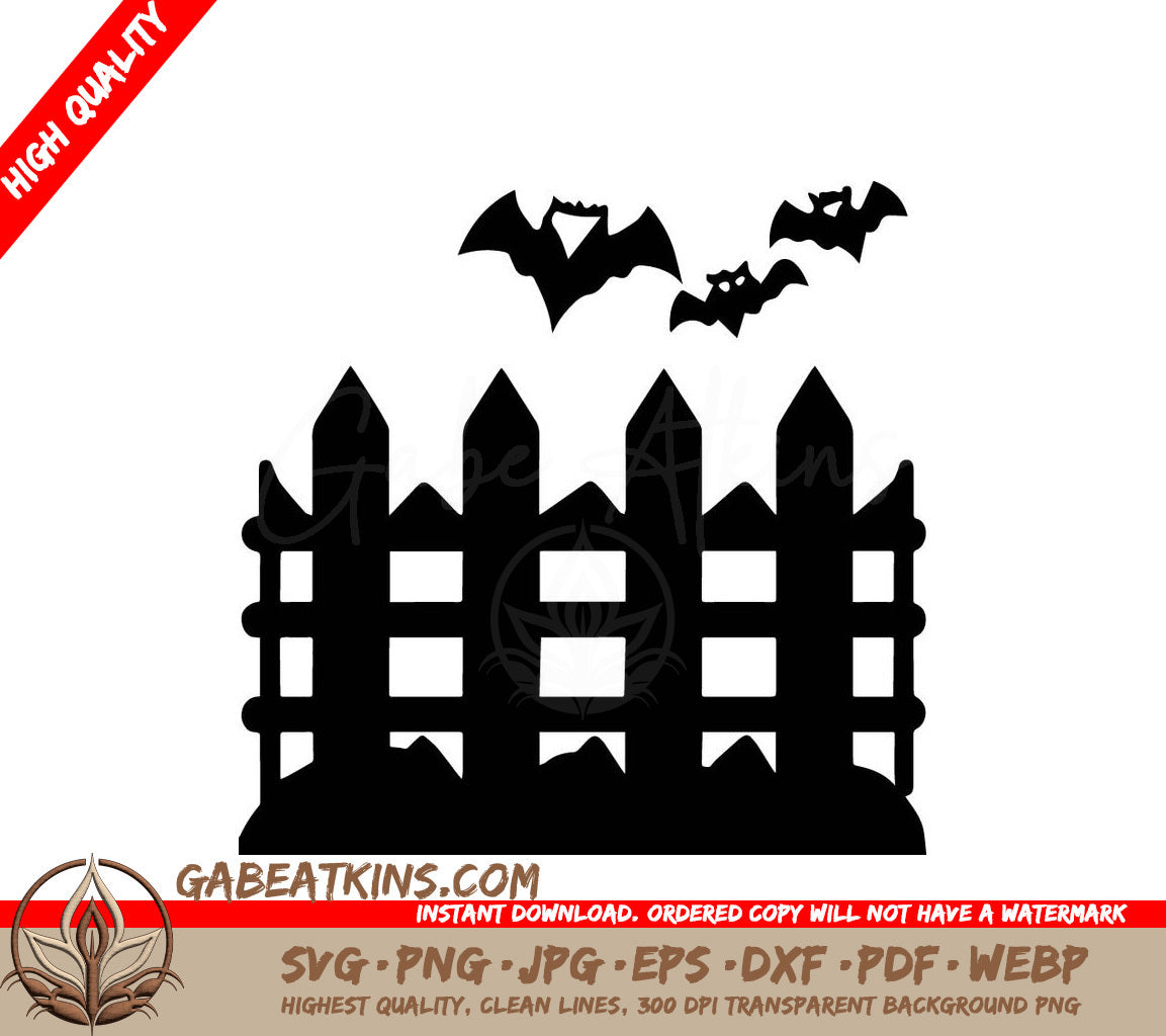 Halloween Bats & Fence SVG -  Pictogram SVG