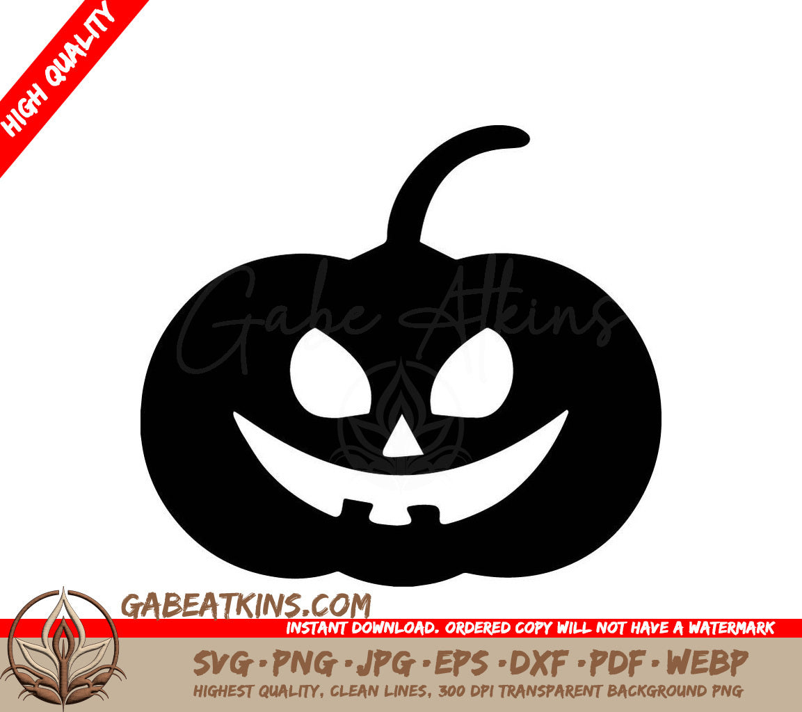 Smiling Pumpkin Silhouette SVG - Halloween Decor SVG