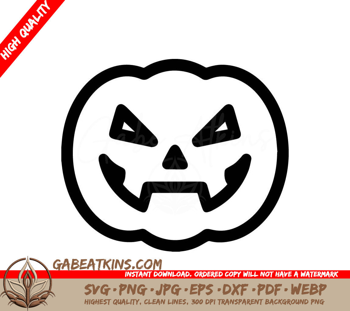 Halloween Pumpkin with Fangs SVG -  Drawing for Stickers SVG