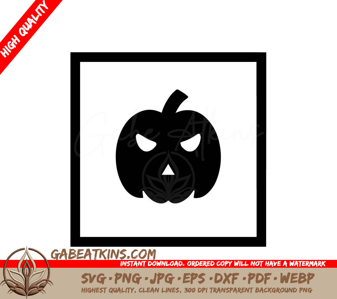 Angry Pumpkin Silhouette SVG - Halloween Sticker Design SVG