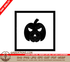 Angry Pumpkin Silhouette SVG - Halloween Sticker Design SVG