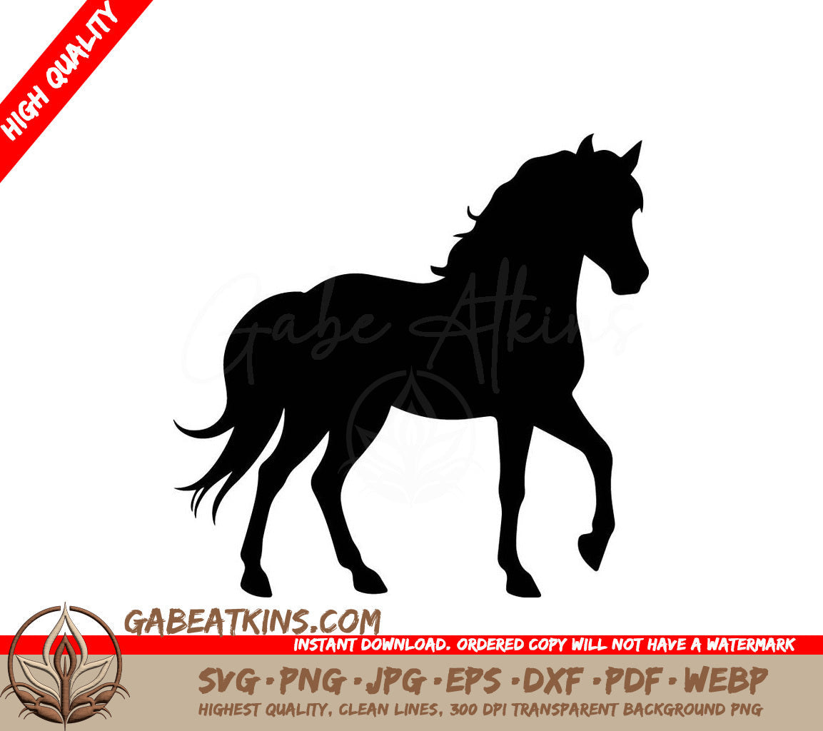 A Black Silhouette Of A Horse On A White Background SVG - horse black silhouette design logo SVG