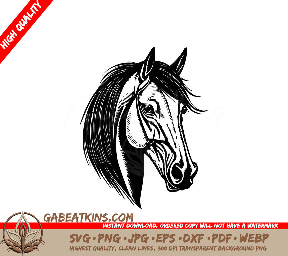  A Horses Head SVG - horse head silhouette vector design SVG