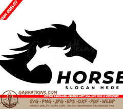 A Black And White Silhouette Of A Horses Head With The Word Horse Below It . SVG - horse logo icon vector template SVG