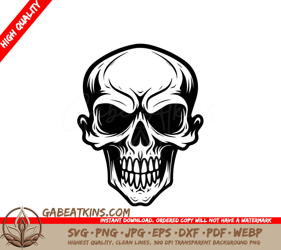 ## 3D Realistic Skull with Teeth SVG -  Drawing SVG