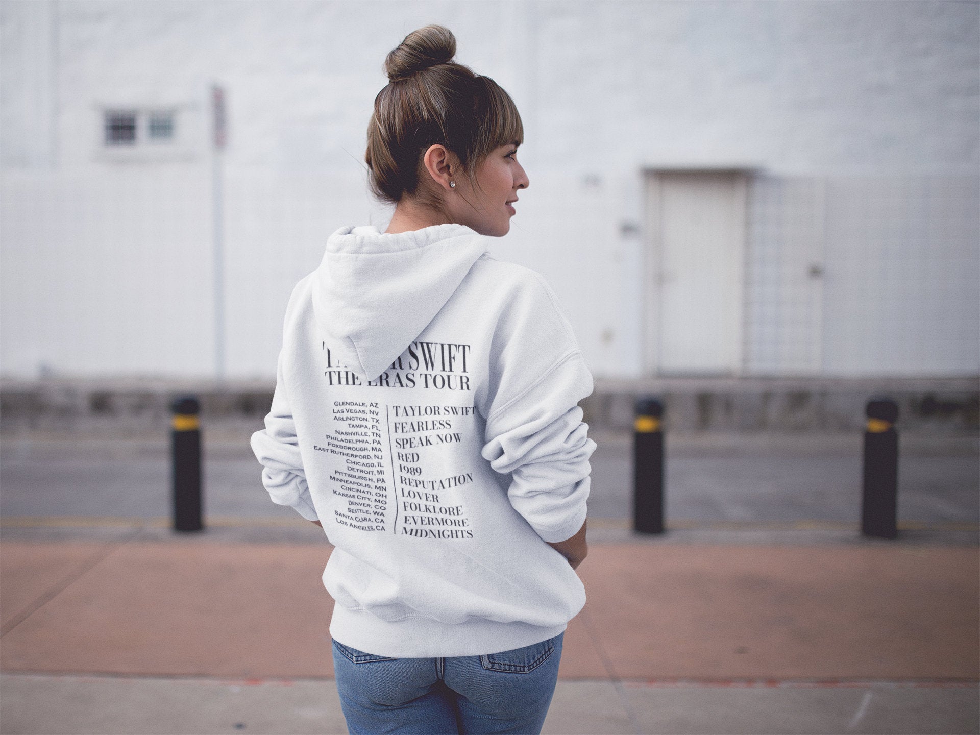 The Eras Tour Hoodie Two Sided Print, Taylor Swift Inspired Hoodie - Back View