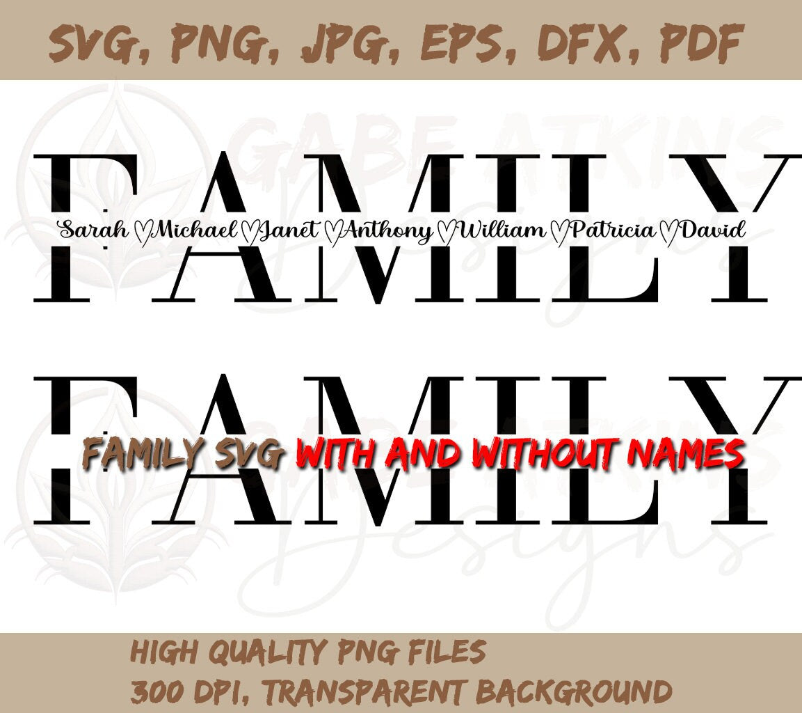 Family SVG, Family split name frame svg, family clipart, family cut fi | frame svg, family clipart, family cut file, family outline, family png, family cricut silhouette svg cut file