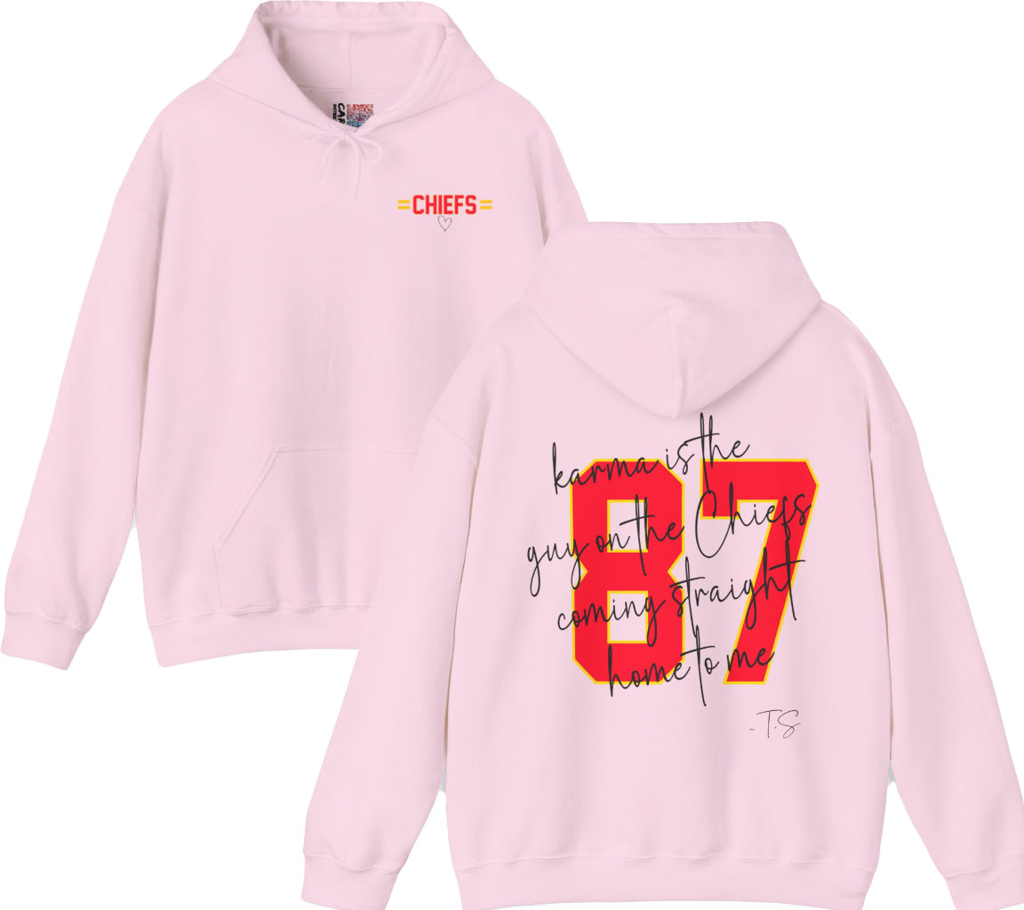 Karma is the Guy on the Chiefs Hoodie, Taylor and Travis Hoodie, Travi | Taylor Hoodie, Taylor Chiefs Hoodie, Swift Kelce