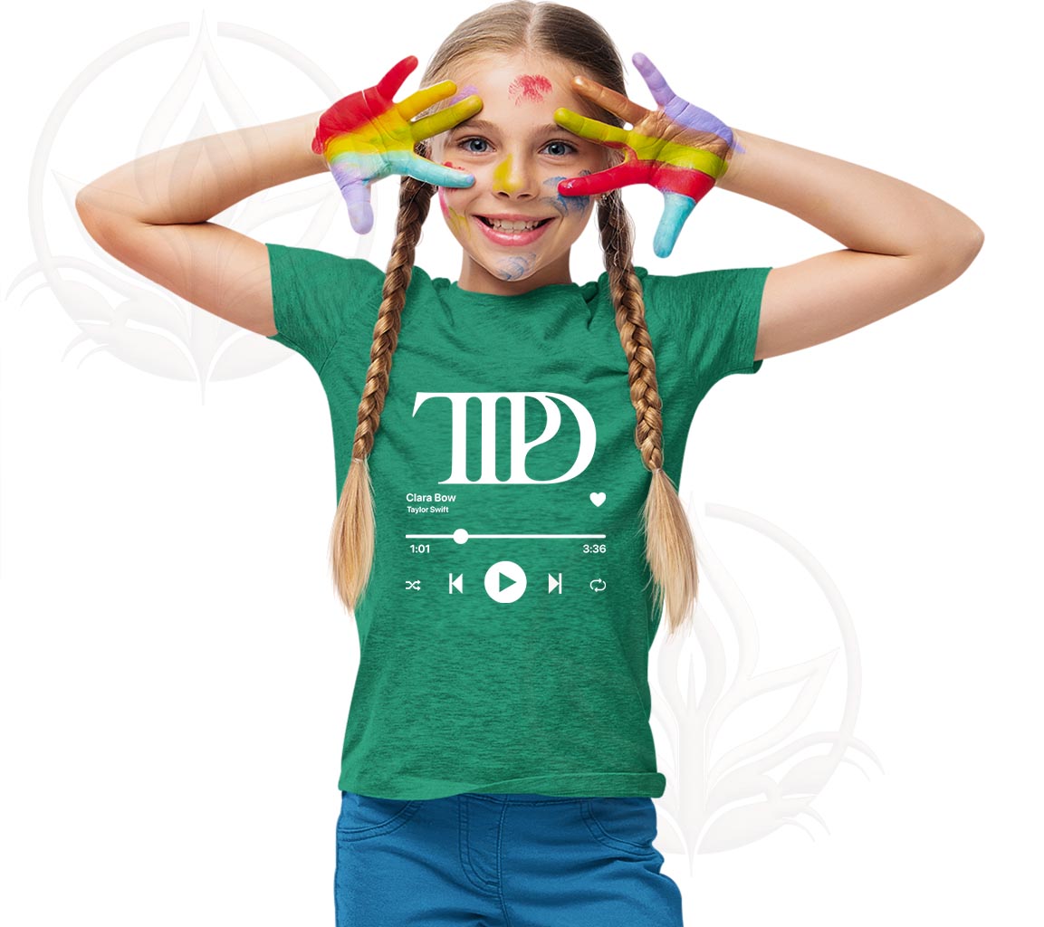 Clara Bow T-Shirt For Kids | Swiftie Style Alert! Taylor Swift Inspire | Tortured Poets Department Music Player Clara Bow