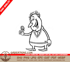  Lucky Man Holding Coin SVG Coloring Page SVG