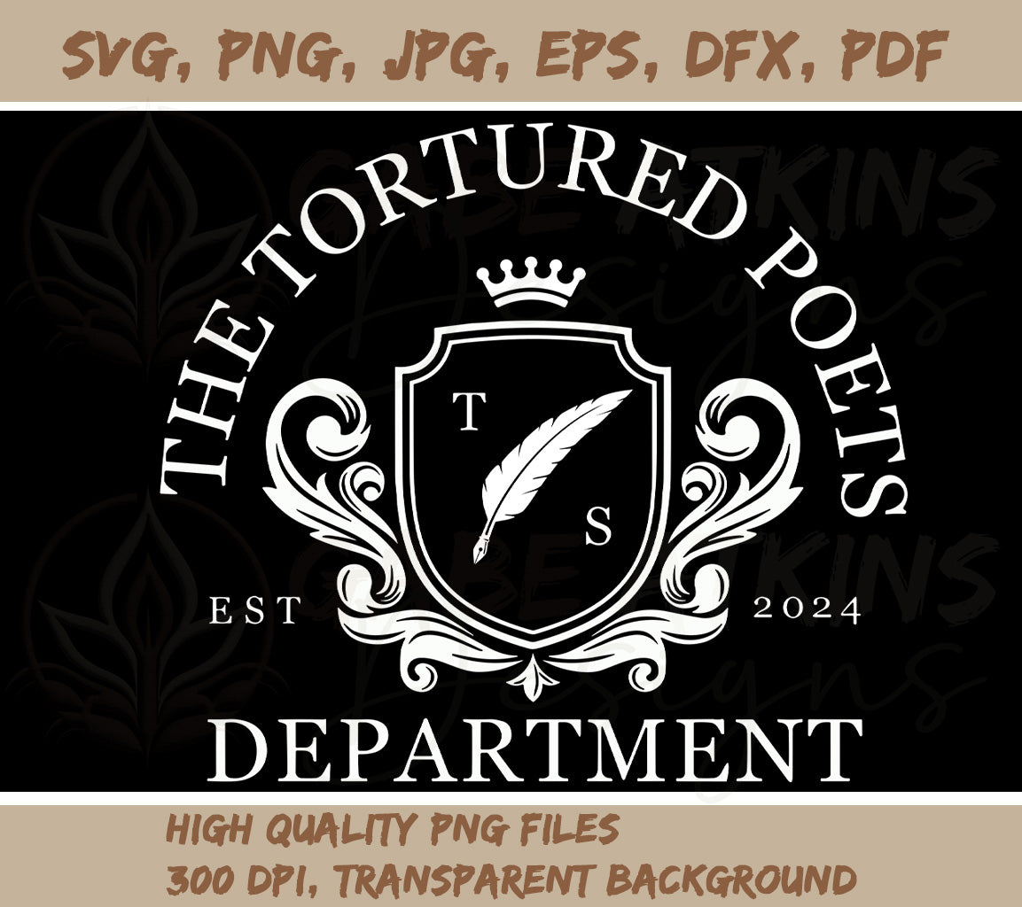 Tortured Poets Department SVG | Includes SVG, PNG JPG, EPS, DXF, PDF and WebP Formats