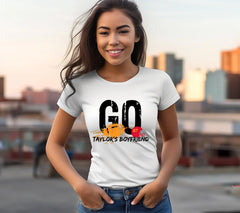 Go Taylors Boyfriend T-Shirt Printed on Front and Back | T-Shirt | Cotton, Crew neck, go Taylor's boyfriend, kansas city chiefs, Kelce, Physical Product, Regular fit, T-shirts, Taylor and Kelce, Taylor Swift, Taylor Swift Boyfriend, Unisex, Women's Clothing | Printify