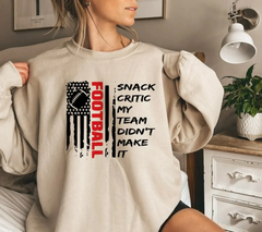 Snack Critic, My Team Didn't Make It Superbowl Sweatshirt, Funny Super | Superbowl Sweatshirt, Funny Superbowl Sweater, Superbowl Fan, Humorous Football Fan Gear, Unique shirt