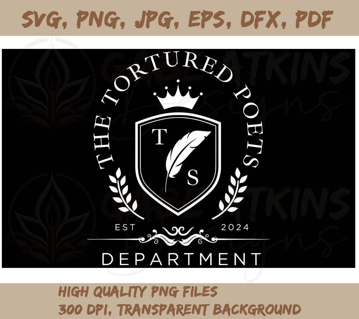 The Tortured Poets Department Royal SVG | TTPD Royal Crest SVG, PNG JP | TTPD Royal Crest SVG, PNG JPG, EPS, DXF, PDF