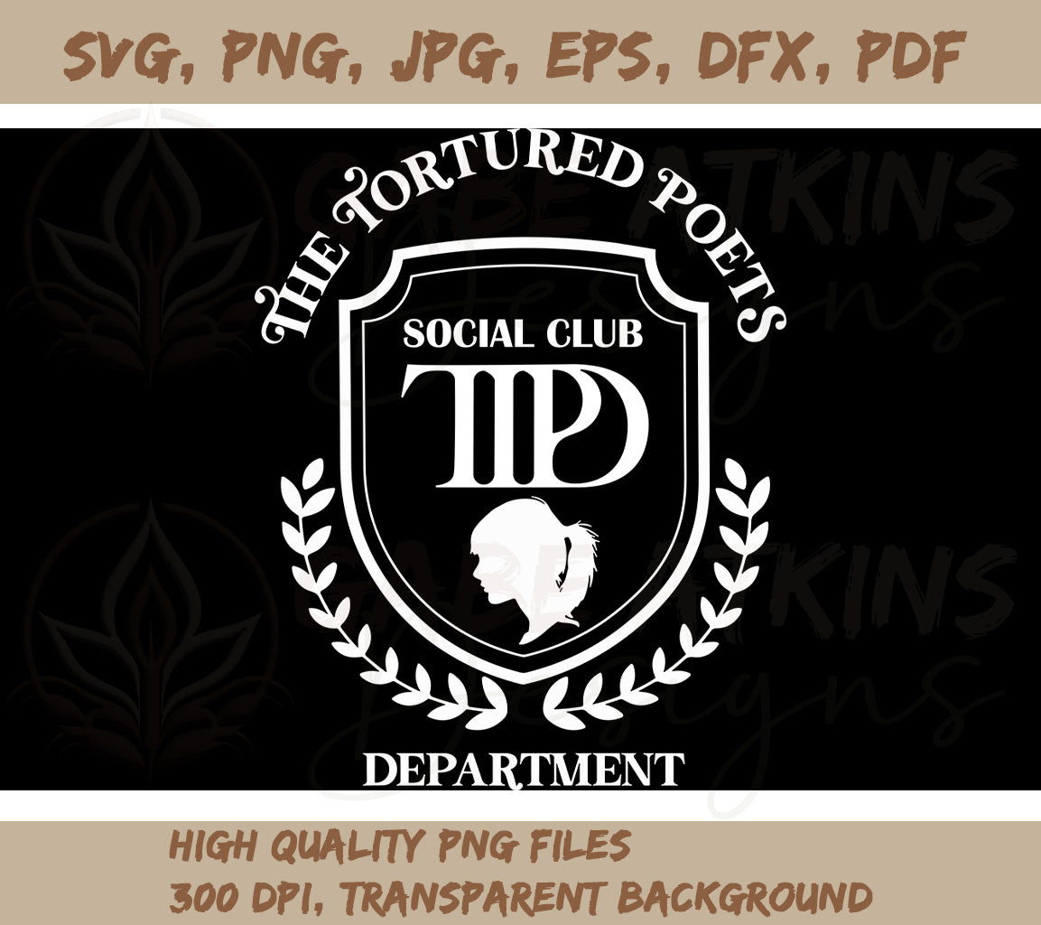 TTPD - The Tortured Poets Department Social Club SVG, PNG JPG, EPS, DX | Tortured Poets Department Social Club SVG, PNG JPG, EPS, DXF, PDF