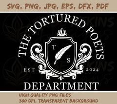 The Tortured Poets Department SVG Instant Download, DXF, PNG JPG, EPS | Tortured Poets Department Crest SVG Download, SVG, PNG JPG, EPS, DXF, PDF