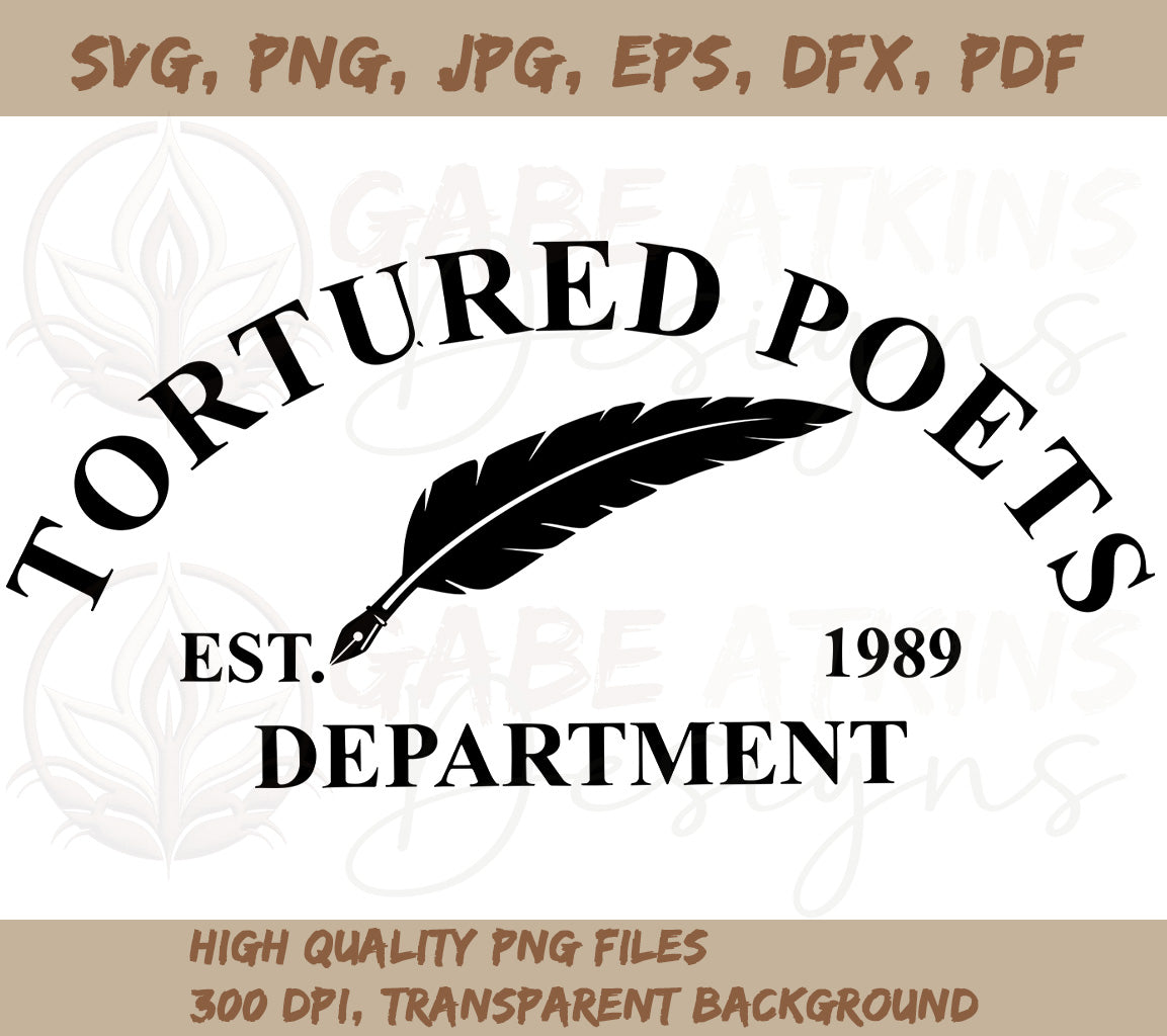 The Tortured Poets Department Est 1989 SVG, PNG JPG, EPS, DXF, PDF | T | Tortured Poets Department Est 1989 SVG, PNG JPG, EPS, DXF, PDF