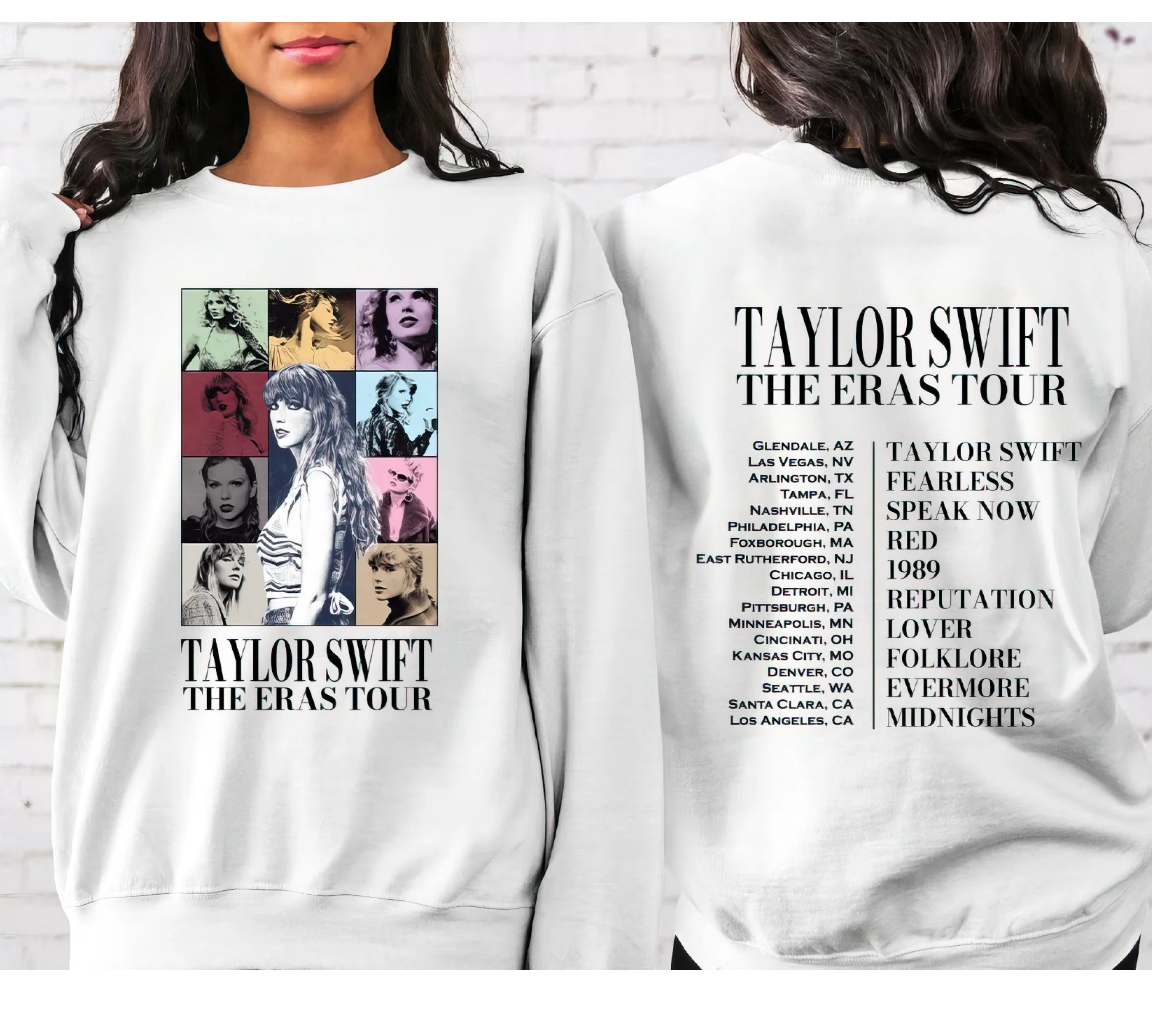 The Eras Tour Sweatshirt Two Sided Print, Taylor Swift Sweatshirt | Taylor Swift Inspired Sweatshirt, Ts Merch Sweatshirt