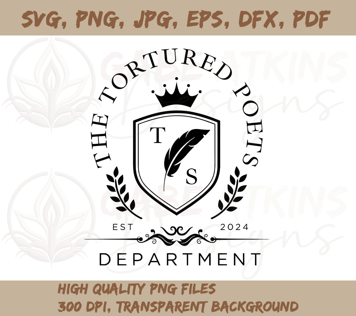 The Tortured Poets Department Royal SVG | TTPD Royal Crest SVG, PNG JP | TTPD Royal Crest SVG, PNG JPG, EPS, DXF, PDF