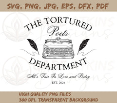 The Tortured Poets Department Typewriter SVG | TTPD Circle  SVG, PNG J | TTPD Circle SVG, PNG JPG, EPS, DXF, PDF