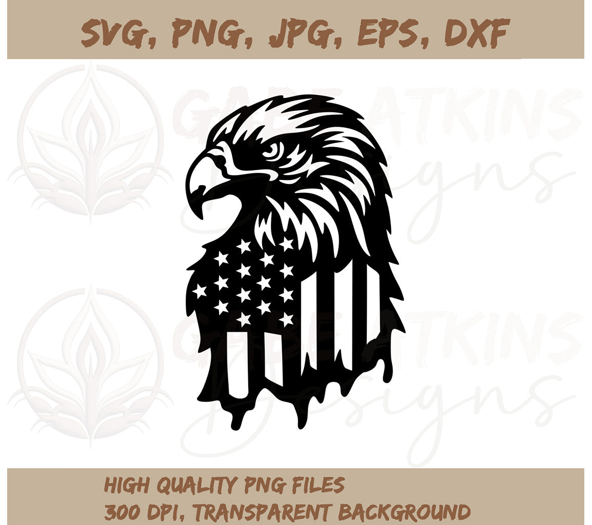 Eagle Through American Flag 6 SVG File | Patriotic Designs for Cutting | American Flag 6 SVG File