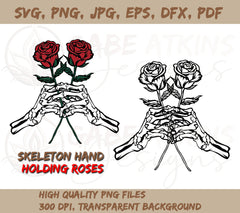 Skeleton Hand Holding Roses SVG | Skeleton Hands Holding Roses SVG, PN | Skeleton Hands Holding Roses SVG, PNG, EPS, DFX, JPG, PDF, WEBP